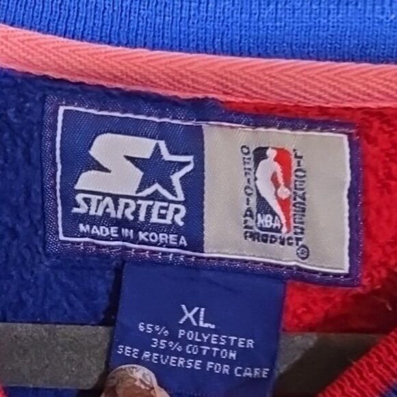 Vintage Starter Detroit Pistons Sweatshirt 80's Color Block Embroidered Men's XL - Picture 3 of 16